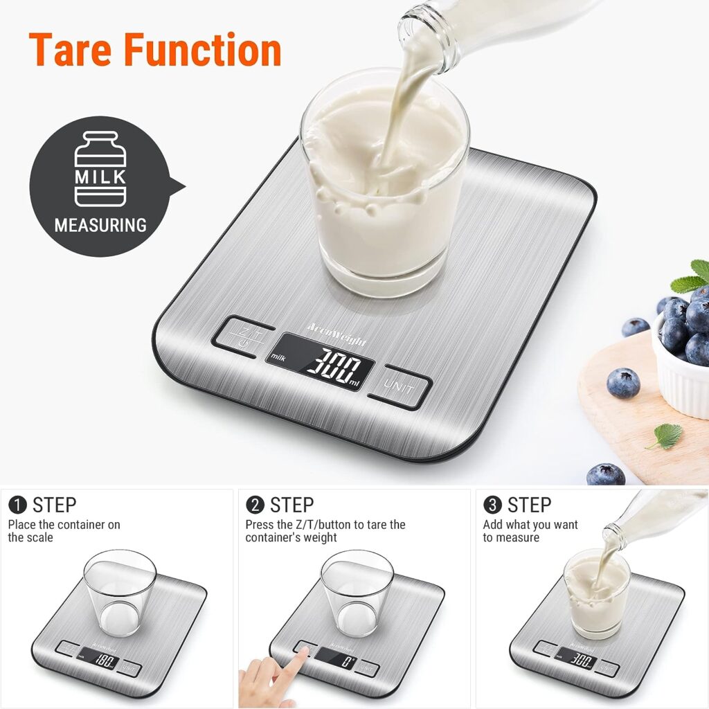 AccuWeight 211 Digital Kitchen Food Scale for Cooking Baking Coffee Scale 5000g by 1g with Tare and LCD Display Food Weight Scale, 8.11×6.42×1.18 Silvery AccuWeight 211 Digital Kitchen Food Scale for Cooking Baking Coffee Scale 5000g by 1g with Tare and LCD Display Food Weight Scale, 8.11×6.42×1.18 Silvery