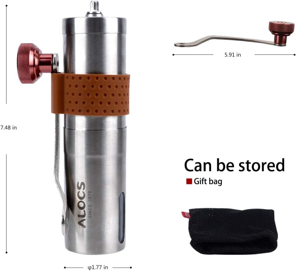 Alocs Manual Coffee Grinder, Stainless Steel Hand Coffee Grinder with Adjustable Setting Ceramic Conical Burr, Portable Manual Coffee Bean Grinder for Home, Office and Camping Alocs Manual Coffee Grinder, Stainless Steel Hand Coffee Grinder with Adjustable Setting Ceramic Conical Burr, Portable Manual Coffee Bean Grinder for Home, Office and Camping