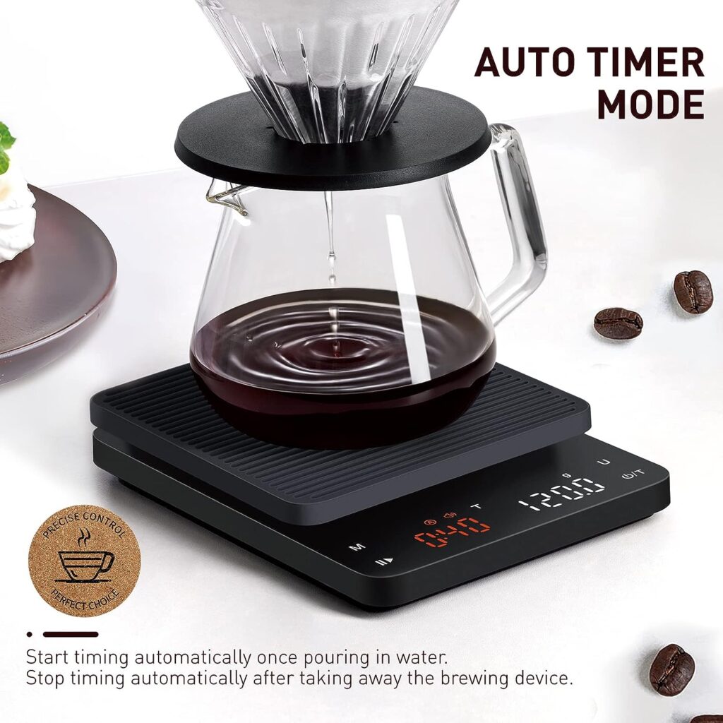 BAGAIL Kitchen Scale with Timer, 0.1g High Precision Coffee Scale, Drip Espresso Scale with Auto Tare, Touch Sensor and Silicone Cover - 6.6 lbs/3 kg BAGAIL Kitchen Scale with Timer, 0.1g High Precision Coffee Scale, Drip Espresso Scale with Auto Tare, Touch Sensor and Silicone Cover - 6.6 lbs/3 kg