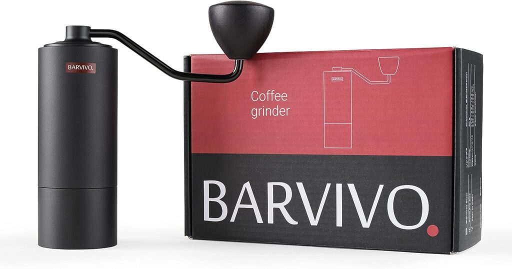 Barvivo Manual Coffee Grinder with 12 adjustable grind settings, 38mm Concial Burr Grinder with Fine Wooden Grip and durable Stainless Steel Blade, Coffee Bean Grinder, Portable Hand Coffee Bean Mill Barvivo Manual Coffee Grinder with 12 adjustable grind settings, 38mm Concial Burr Grinder with Fine Wooden Grip and durable Stainless Steel Blade, Coffee Bean Grinder, Portable Hand Coffee Bean Mill