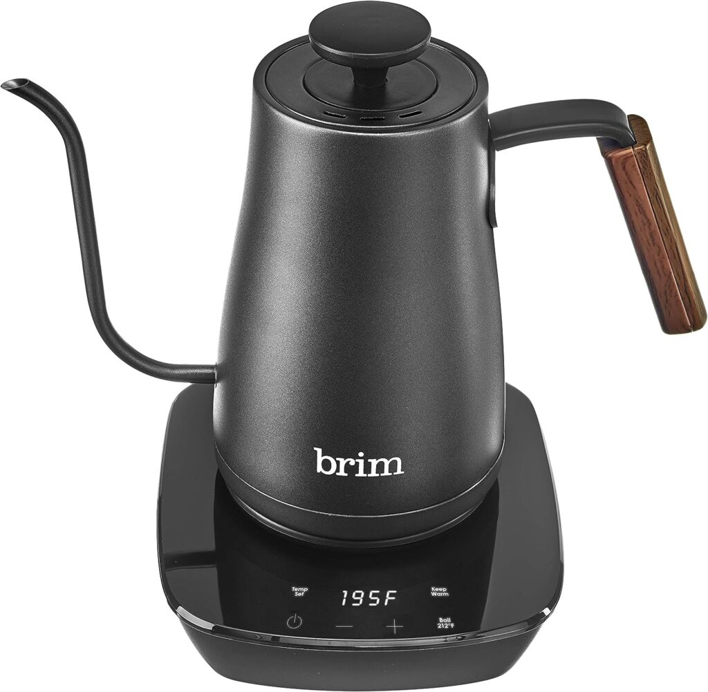 brim Temperature Control Electric Gooseneck Kettle with Capacitive Touch, Black brim Temperature Control Electric Gooseneck Kettle with Capacitive Touch, Black
