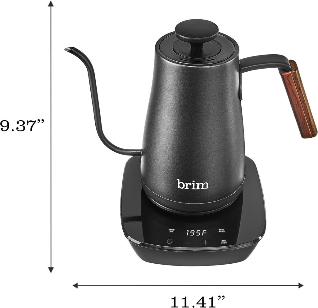 brim Temperature Control Electric Gooseneck Kettle with Capacitive Touch, Black brim Temperature Control Electric Gooseneck Kettle with Capacitive Touch, Black