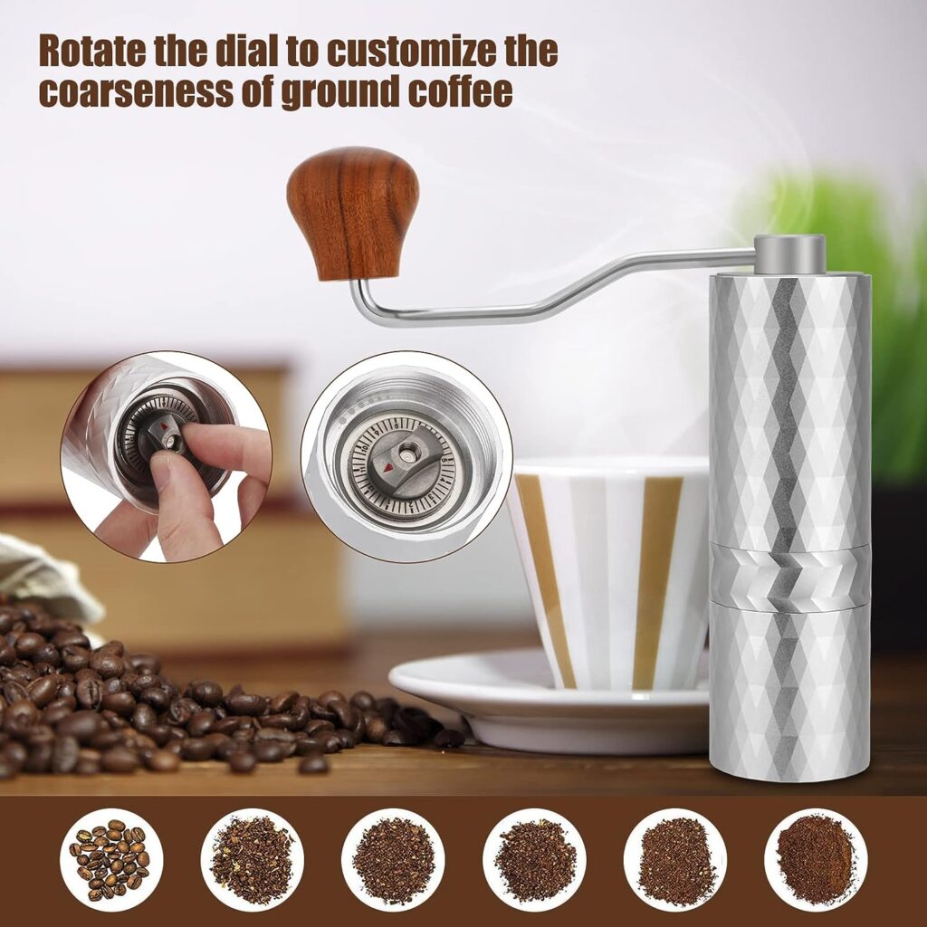 Cosyonall Manual Coffee Grinder, Portable Hand Coffee Grinder with Stainless Steel Burr, Handheld Burr Coffee Grinder Mill with Adjustable Coarseness Setting for Espresso French Press Drip Coffee Cosyonall Manual Coffee Grinder, Portable Hand Coffee Grinder with Stainless Steel Burr, Handheld Burr Coffee Grinder Mill with Adjustable Coarseness Setting for Espresso French Press Drip Coffee