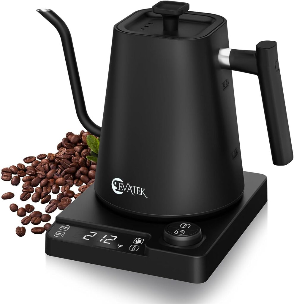 EVATEK Gooseneck Electric Kettle Temperature Control, 1L Electric Tea Kettle with Auto Shut-off, Keep Warm for 1-24h, Dry Burning Protection, 1200W Stainless Steel Pour-Over Coffee Kettle EVATEK Gooseneck Electric Kettle Temperature Control, 1L Electric Tea Kettle with Auto Shut-off, Keep Warm for 1-24h, Dry Burning Protection, 1200W Stainless Steel Pour-Over Coffee Kettle