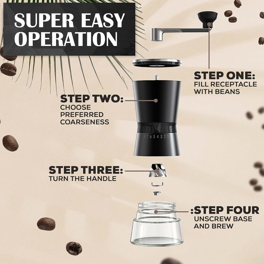 GATHER Manual Coffee Grinder with 8 Adjustable Coarseness Settings, Hand Crank Coffee Mill with Stainless Steel Burr, French Press, Pour Over, Drip Coffee GATHER Manual Coffee Grinder with 8 Adjustable Coarseness Settings, Hand Crank Coffee Mill with Stainless Steel Burr, French Press, Pour Over, Drip Coffee