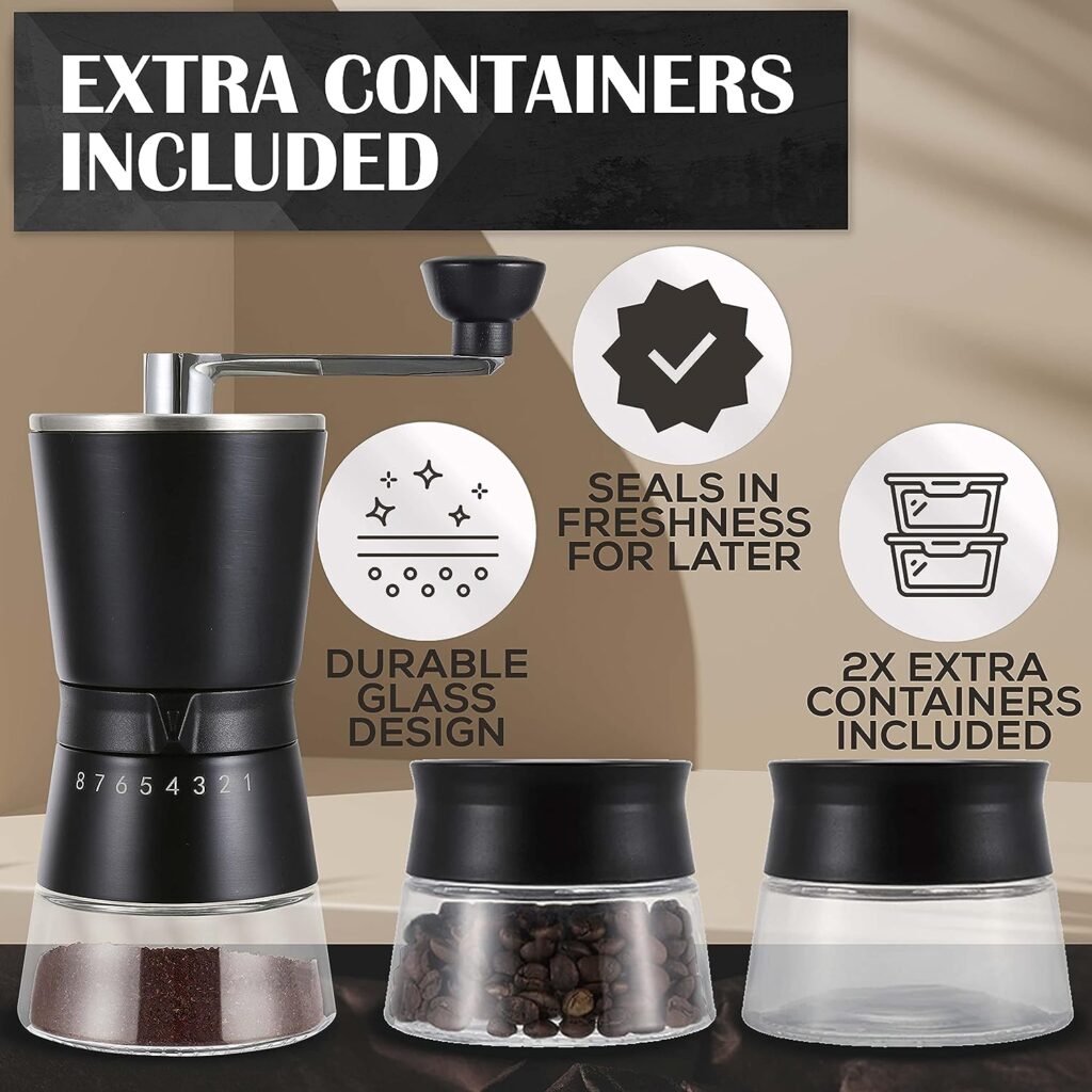 GATHER Manual Coffee Grinder with 8 Adjustable Coarseness Settings, Hand Crank Coffee Mill with Stainless Steel Burr, French Press, Pour Over, Drip Coffee GATHER Manual Coffee Grinder with 8 Adjustable Coarseness Settings, Hand Crank Coffee Mill with Stainless Steel Burr, French Press, Pour Over, Drip Coffee
