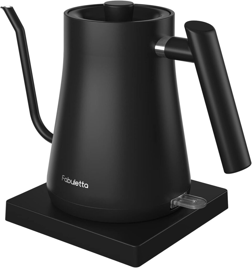 Gooseneck Electric Kettle Fabuletta Pour Over Tea Kettle Coffee Kettle 100% Stainless Steel BPA Free Electric Kettle 1500W Quick Heating 1L French Press for Family Matte Black