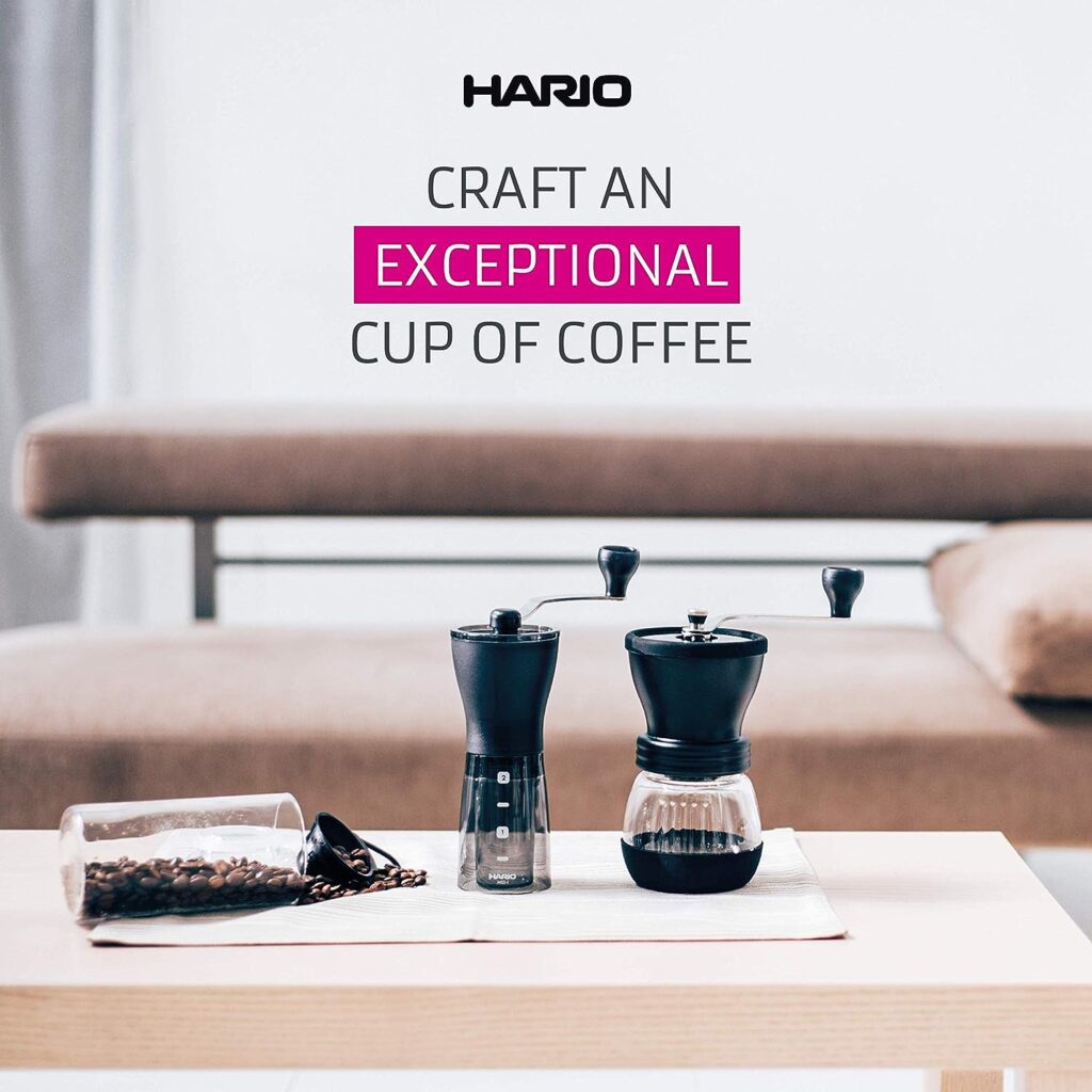Hario Ceramic Coffee Mill - Mini-Slim Plus Manual Coffee Grinder 24g Coffee Capacity