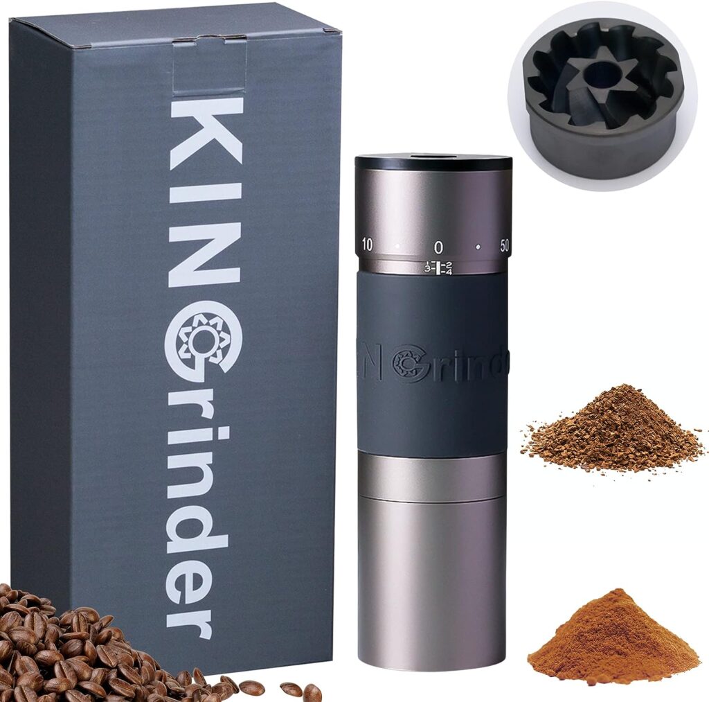 KINGrinder K 4 Iron Grey Manual Hand Coffee Grinder 240 Adjustable Grind Settings for Aeropress, French Press, Drip Coffee, Espresso with Assembly Consistency Coated Conical Burr Mill, 35g Capacity KINGrinder K 4 Iron Grey Manual Hand Coffee Grinder 240 Adjustable Grind Settings for Aeropress, French Press, Drip Coffee, Espresso with Assembly Consistency Coated Conical Burr Mill, 35g Capacity