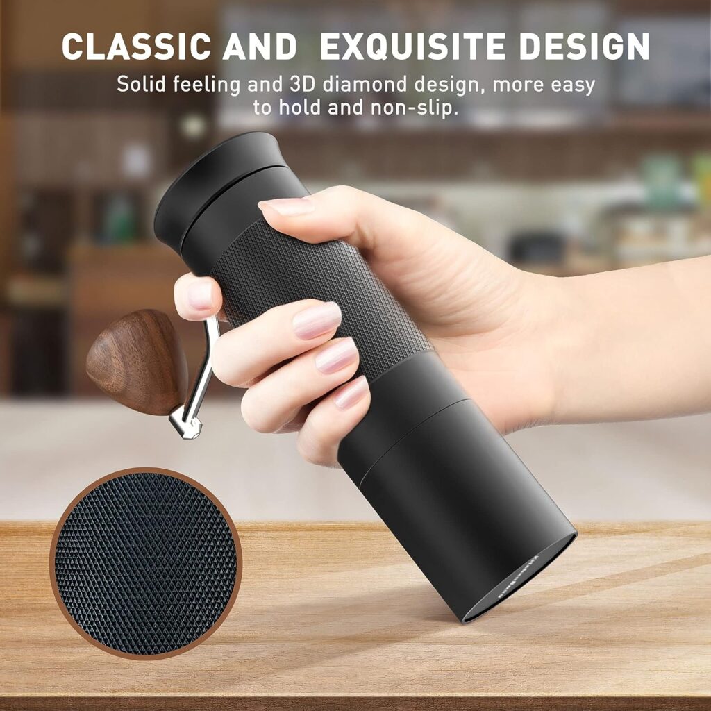 KitchenBoss Manual Coffee Bean Grinder: Coffee Hand Grinder 25g Capacity with Stainless Steel Conical Burr Coffee Grinders, Finely Setting Adjustable Grinder Perfect for Pour Over, Espresso, Black KitchenBoss Manual Coffee Bean Grinder: Coffee Hand Grinder 25g Capacity with Stainless Steel Conical Burr Coffee Grinders, Finely Setting Adjustable Grinder Perfect for Pour Over, Espresso, Black