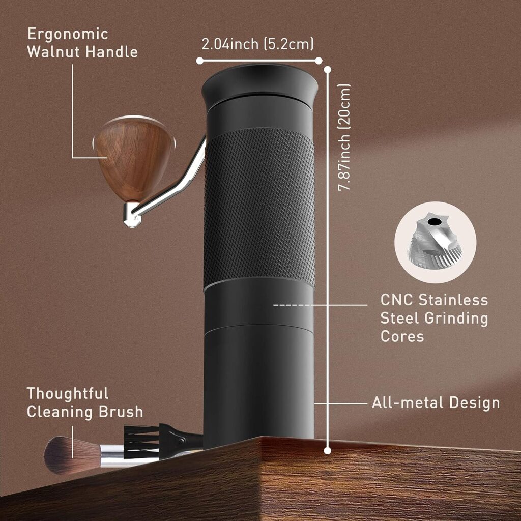 KitchenBoss Manual Coffee Bean Grinder: Coffee Hand Grinder 25g Capacity with Stainless Steel Conical Burr Coffee Grinders, Finely Setting Adjustable Grinder Perfect for Pour Over, Espresso, Black KitchenBoss Manual Coffee Bean Grinder: Coffee Hand Grinder 25g Capacity with Stainless Steel Conical Burr Coffee Grinders, Finely Setting Adjustable Grinder Perfect for Pour Over, Espresso, Black