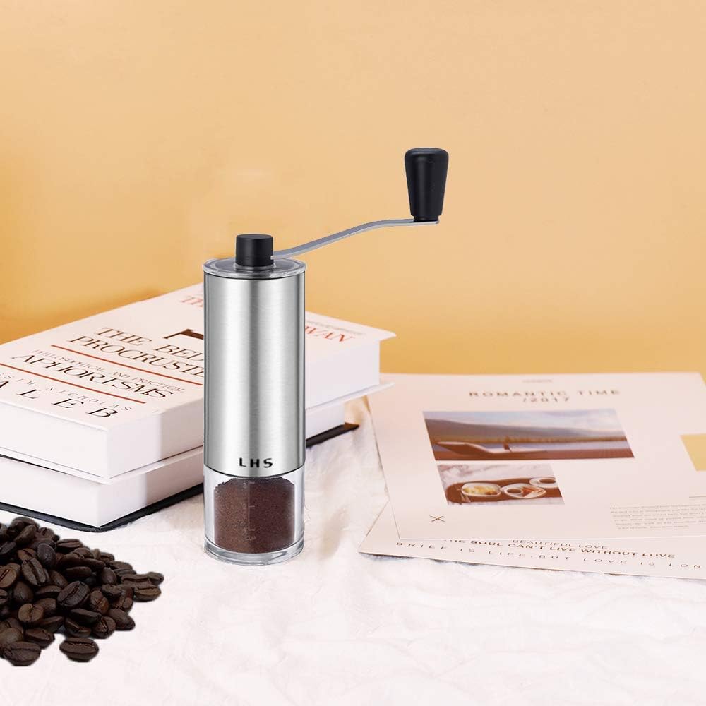 LHS Manual Coffee Grinder with Ceramic Conical Burr Stainless Steel Hand Crank Mill for Drip Coffee, Espresso, French Press, Turkish Brew LHS Manual Coffee Grinder with Ceramic Conical Burr Stainless Steel Hand Crank Mill for Drip Coffee, Espresso, French Press, Turkish Brew