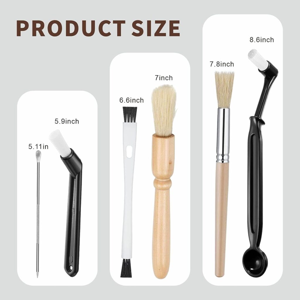 Luxmool 6 Pcs Coffee Brush Set, Professional Espresso Brush Kit, Well-Designed Coffee Grinder Brush, Heavy Wood Handle Natural Bristles Wood Dusting Coffee Machine Brush Luxmool 6 Pcs Coffee Brush Set, Professional Espresso Brush Kit, Well-Designed Coffee Grinder Brush, Heavy Wood Handle Natural Bristles Wood Dusting Coffee Machine Brush