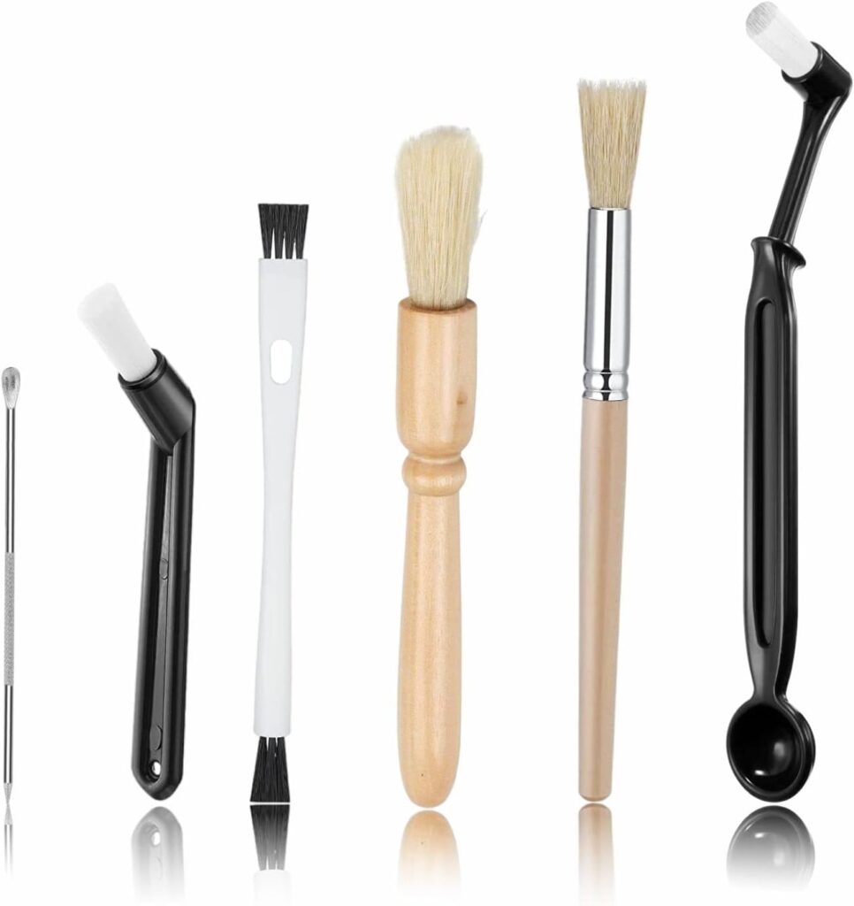 Luxmool 6 Pcs Coffee Brush Set, Professional Espresso Brush Kit, Well-Designed Coffee Grinder Brush, Heavy Wood Handle Natural Bristles Wood Dusting Coffee Machine Brush Luxmool 6 Pcs Coffee Brush Set, Professional Espresso Brush Kit, Well-Designed Coffee Grinder Brush, Heavy Wood Handle Natural Bristles Wood Dusting Coffee Machine Brush