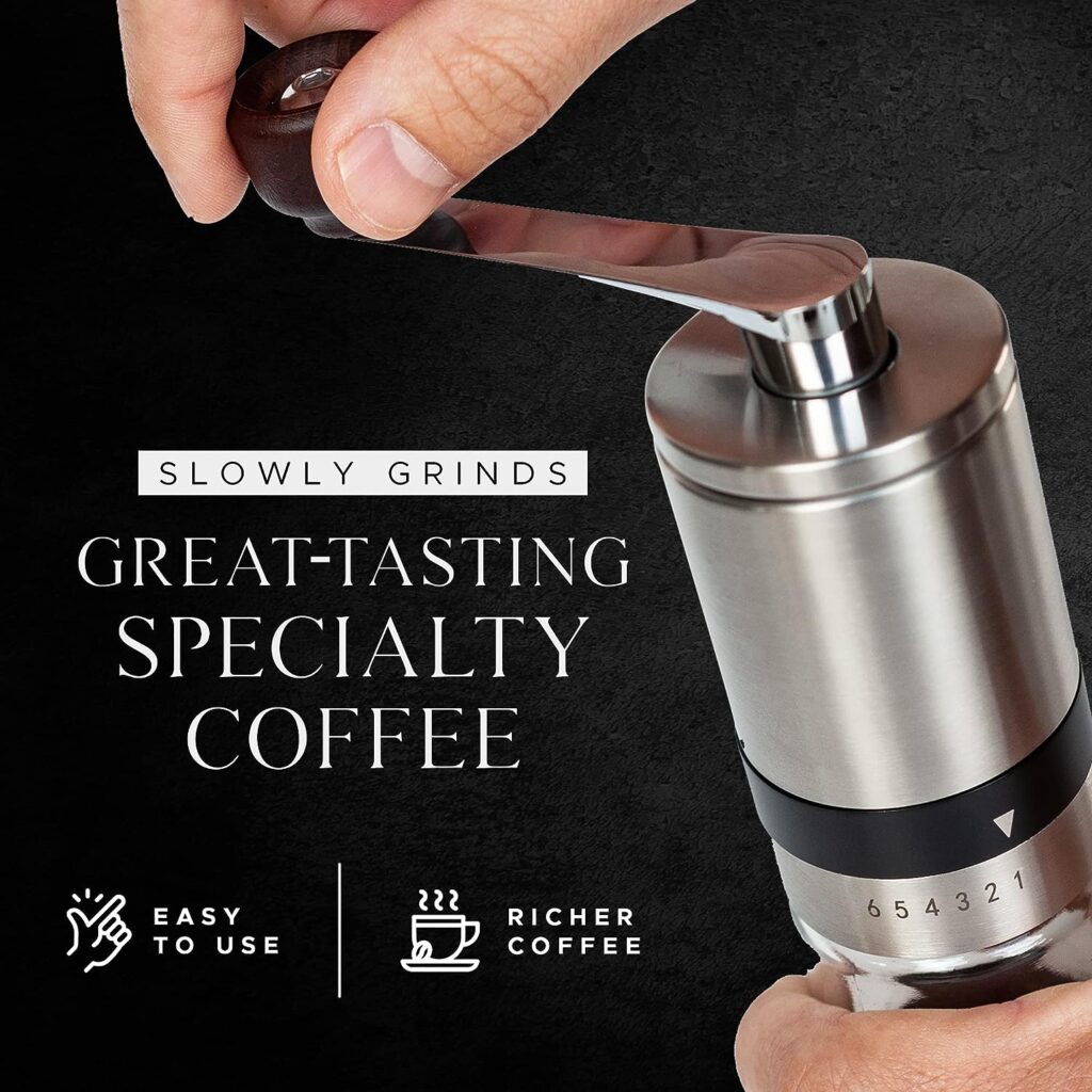 Manual Coffee Grinder, Conical Ceramic Burr Coffee Grinder for Slow, Enhanced Coffee Grinding, Portable Coffee Bean Grinder, Stainless Steel Hand Grinder with Transparent Jar - Tōdai Manual Coffee Grinder, Conical Ceramic Burr Coffee Grinder for Slow, Enhanced Coffee Grinding, Portable Coffee Bean Grinder, Stainless Steel Hand Grinder with Transparent Jar - Tōdai