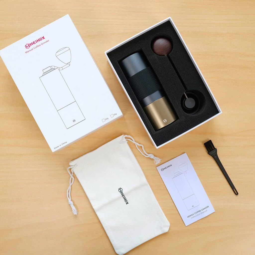 Manual Coffee Grinder - HEIHOX Hand Coffee Grinder with Adjustable Conical Stainless Steel Burr Mill, Capacity 30g Portable Mill Faster Grinding Efficiency Espresso to Coarse for Office, Home, Camping Manual Coffee Grinder - HEIHOX Hand Coffee Grinder with Adjustable Conical Stainless Steel Burr Mill, Capacity 30g Portable Mill Faster Grinding Efficiency Espresso to Coarse for Office, Home, Camping