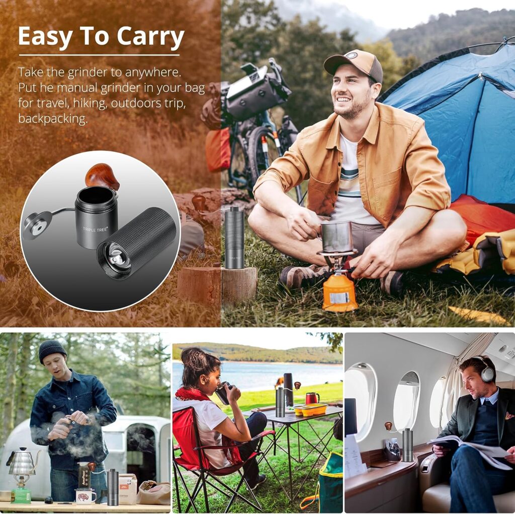 Manual Coffee Grinder with Adjustable Coarseness Settings, Capacity 30g with CNC Stainless Steel Conical Burr, Ideal Gift for Coffee Lover, Hand Grinder Gift of Office Home Traveling Camping Manual Coffee Grinder with Adjustable Coarseness Settings, Capacity 30g with CNC Stainless Steel Conical Burr, Ideal Gift for Coffee Lover, Hand Grinder Gift of Office Home Traveling Camping