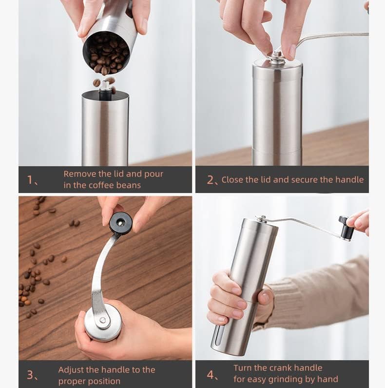 QIYUEXES Manual Coffee Grinder, Portable Stainless Steel Burr Coffee Bean Grinder with Ceramic Grinding Burr for Espresso, Travel, Camping, Kitchen Office, Small Hand Coffee Grinder Manual QIYUEXES Manual Coffee Grinder, Portable Stainless Steel Burr Coffee Bean Grinder with Ceramic Grinding Burr for Espresso, Travel, Camping, Kitchen Office, Small Hand Coffee Grinder Manual