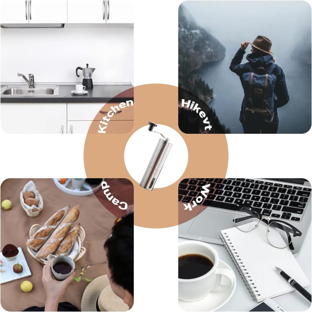 QIYUEXES Manual Coffee Grinder, Portable Stainless Steel Burr Coffee Bean Grinder with Ceramic Grinding Burr for Espresso, Travel, Camping, Kitchen Office, Small Hand Coffee Grinder Manual QIYUEXES Manual Coffee Grinder, Portable Stainless Steel Burr Coffee Bean Grinder with Ceramic Grinding Burr for Espresso, Travel, Camping, Kitchen Office, Small Hand Coffee Grinder Manual