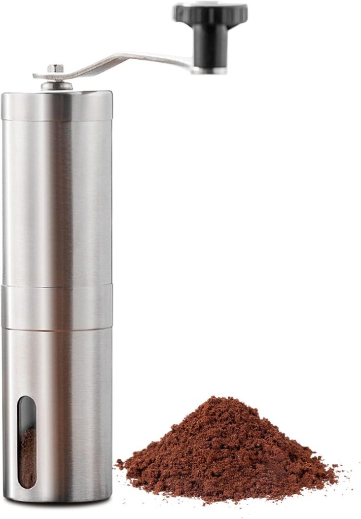 QIYUEXES Manual Coffee Grinder, Portable Stainless Steel Burr Coffee Bean Grinder with Ceramic Grinding Burr for Espresso, Travel, Camping, Kitchen Office, Small Hand Coffee Grinder Manual QIYUEXES Manual Coffee Grinder, Portable Stainless Steel Burr Coffee Bean Grinder with Ceramic Grinding Burr for Espresso, Travel, Camping, Kitchen Office, Small Hand Coffee Grinder Manual