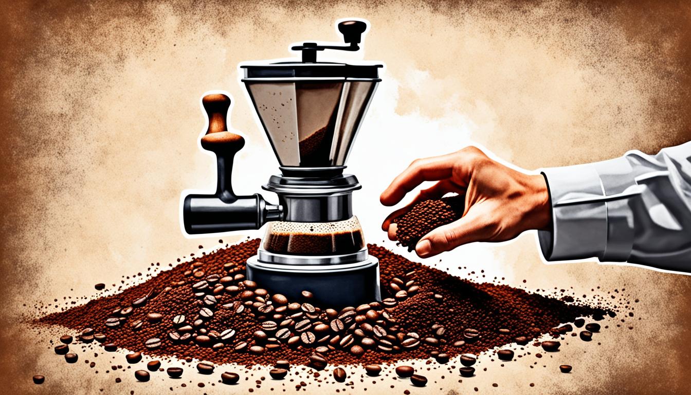 What is the particle size distribution in coffee ground with a manual coffee grinder?